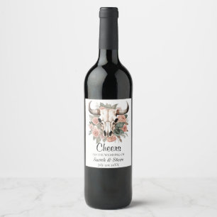 Étiquette Pour Bouteilles De Vin Mariage d'âge du crâne floral de la vache de l'Oue