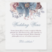 Étiquette Pour Bouteilles De Vin Mariage d'aquarelle bleu et mauve (Étiquettes simples)