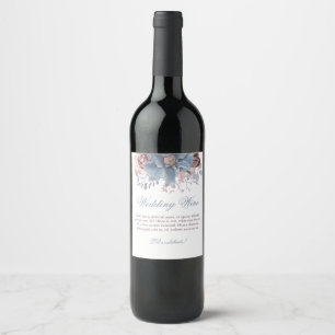 Étiquette Pour Bouteilles De Vin Mariage d'aquarelle bleu et mauve