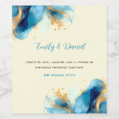 Étiquette Pour Bouteilles De Vin Mariage d'aquarelle bleu et or Abstrait (Étiquettes simples)