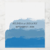 Étiquette Pour Bouteilles De Vin Mariage d'aquarelle bleu plage (Étiquettes simples)