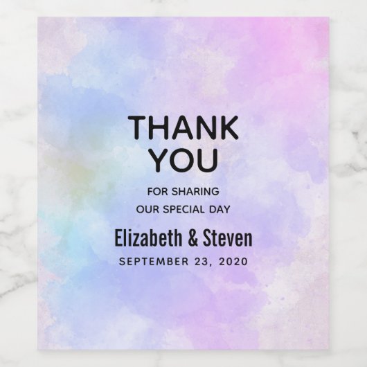 Étiquette Pour Bouteilles De Vin Mariage d'aquarelle bleu violet élégant (Étiquettes simples)