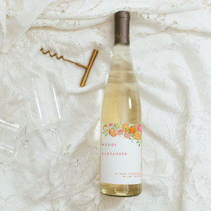 Étiquette Pour Bouteilles De Vin Mariage d'aquarelle Citrus