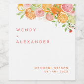 Étiquette Pour Bouteilles De Vin Mariage d'aquarelle Citrus (Étiquettes simples)