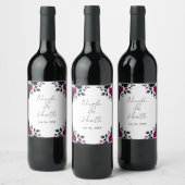 Étiquette Pour Bouteilles De Vin Mariage d'aquarelle couleur rose et bleu épais (Bouteilles)