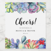 Étiquette Pour Bouteilles De Vin Mariage d'aquarelle de cactus succulent (Étiquettes simples)