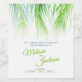 Étiquette Pour Bouteilles De Vin Mariage d'aquarelle de palmier vert tropical (Étiquettes simples)