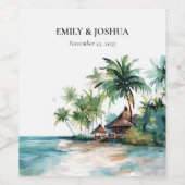 Étiquette Pour Bouteilles De Vin Mariage d'aquarelle de plage Tropical (Étiquettes simples)