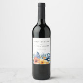 Étiquette Pour Bouteilles De Vin Mariage d'aquarelle d'été florale tropicale (Devant)