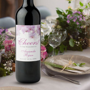 Étiquette Pour Bouteilles De Vin Mariage d'aquarelle d'orchidée rose