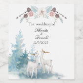 Étiquette Pour Bouteilles De Vin Mariage d'aquarelle du cerf et du feuillage d'hive (Étiquettes simples)