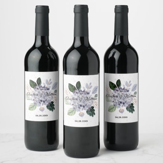 Étiquette Pour Bouteilles De Vin Mariage d'aquarelle florale (Bouteilles)