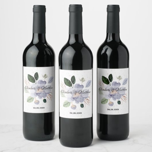 Étiquette Pour Bouteilles De Vin Mariage d'aquarelle florale (Bouteilles)
