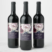 Étiquette Pour Bouteilles De Vin Mariage d'aquarelle florale de prune bordeaux (Bouteilles)