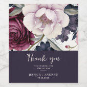 Étiquette Pour Bouteilles De Vin Mariage d'aquarelle florale de prune bordeaux (Étiquettes simples)