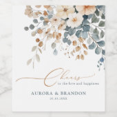 Étiquette Pour Bouteilles De Vin Mariage d'aquarelle florale moelleuse (Étiquettes simples)