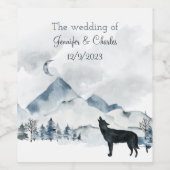 Étiquette Pour Bouteilles De Vin Mariage d'aquarelle Foggy Mountain (Étiquettes simples)