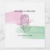 Étiquette Pour Bouteilles De Vin Mariage d'aquarelle King Protea (Étiquettes simples)