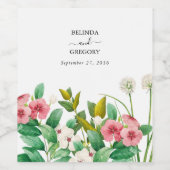 Étiquette Pour Bouteilles De Vin Mariage d'aquarelle périphérique fleur sauvage (Étiquettes simples)