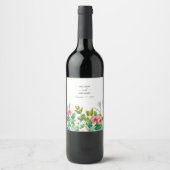 Étiquette Pour Bouteilles De Vin Mariage d'aquarelle périphérique fleur sauvage (Devant)