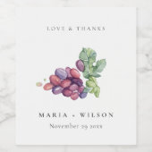 Étiquette Pour Bouteilles De Vin Mariage d'aquarelle rustique (Étiquettes simples)