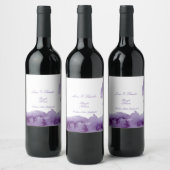 Étiquette Pour Bouteilles De Vin Mariage d'aquarelle ultra violet élégant (Bouteilles)