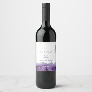Étiquette Pour Bouteilles De Vin Mariage d'aquarelle ultra violet élégant