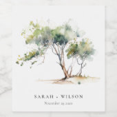Étiquette Pour Bouteilles De Vin Mariage d'arbre botanique simple minimal (Étiquettes simples)
