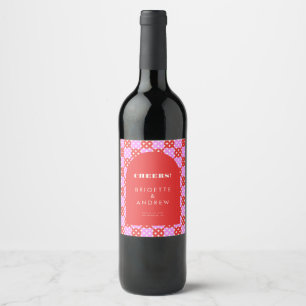 Étiquette Pour Bouteilles De Vin Mariage d'arche rouge rétro mi-siècle