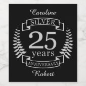 Étiquette Pour Bouteilles De Vin Mariage d'argent 25 ans (Étiquettes simples)