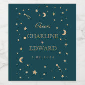 Étiquette Pour Bouteilles De Vin Mariage d'astronomie de la Lune (Étiquettes simples)