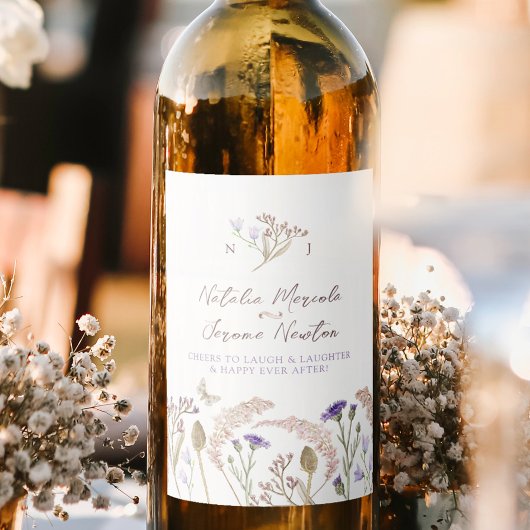 Étiquette Pour Bouteilles De Vin mariage de automne d'aquarelle botanique fleur sau
