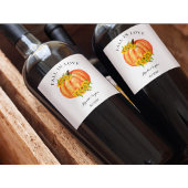 Étiquette Pour Bouteilles De Vin Mariage de automne Orange Citrouille Floral