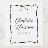 Étiquette Pour Bouteilles De Vin Mariage de bordure de script Whimsical (Étiquettes simples)