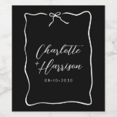 Étiquette Pour Bouteilles De Vin Mariage de bordure de script Whimsical (Étiquettes simples)
