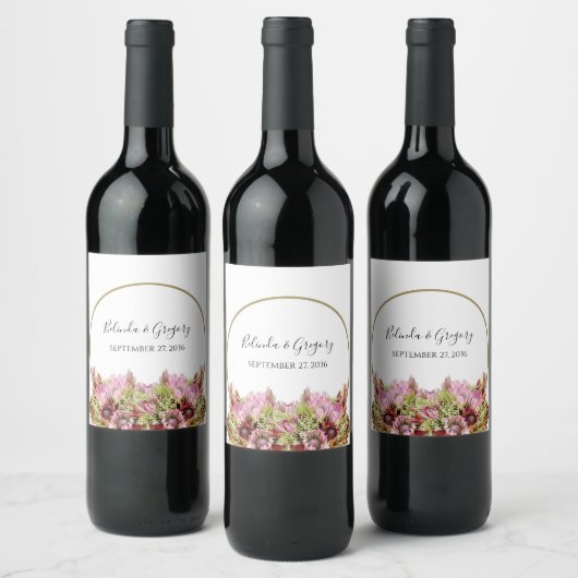 Étiquette Pour Bouteilles De Vin Mariage de bouquet de fleurs sauvages rustiques (Bouteilles)