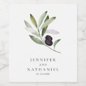 Étiquette Pour Bouteilles De Vin Mariage de branche d'olivier personnalisé (Étiquettes simples)