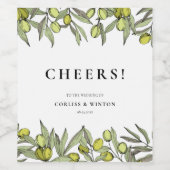 Étiquette Pour Bouteilles De Vin Mariage de branche Olive moderne (Étiquettes simples)