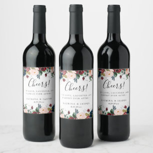 Étiquette Pour Bouteilles De Vin Mariage de cadre floral de automne coloré