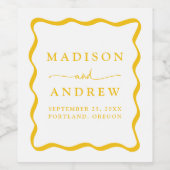 Étiquette Pour Bouteilles De Vin Mariage de cadre moderne Jaune Wavy (Étiquettes simples)