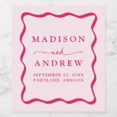 Étiquette Pour Bouteilles De Vin Mariage de cadre rose moderne (Étiquettes simples)