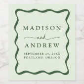 Étiquette Pour Bouteilles De Vin Mariage de cadre vert moderne (Étiquettes simples)