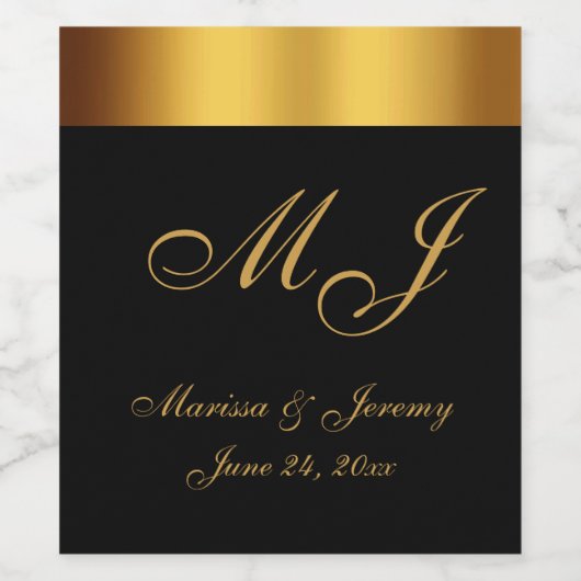 Étiquette Pour Bouteilles De Vin Mariage de calligraphie Chic Black Gold (Étiquettes simples)