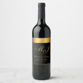 Étiquette Pour Bouteilles De Vin Mariage de calligraphie Chic Black Gold (Devant)