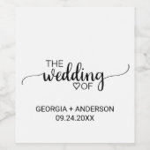 Étiquette Pour Bouteilles De Vin Mariage de calligraphie noire simple (Étiquettes simples)