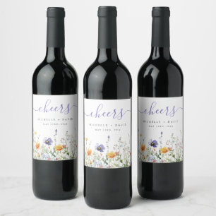 Étiquette Pour Bouteilles De Vin Mariage de champ fleur sauvage