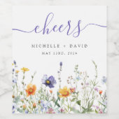 Étiquette Pour Bouteilles De Vin Mariage de champ fleur sauvage (Étiquettes simples)