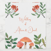 Étiquette Pour Bouteilles De Vin Mariage de champignon rouge aquarelle (Étiquettes simples)