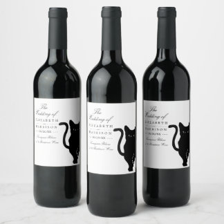 Étiquette Pour Bouteilles De Vin Mariage de chat noir Whimsical moderne
