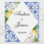 Étiquette Pour Bouteilles De Vin Mariage de citron méditerranéen (Étiquettes simples)